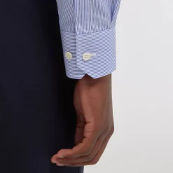 HAST Chemise premium cintrée en popeline double retors à rayures bleues et blanches><noscript><img width=