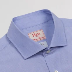 HAST Chemise premium cintrée en fil à fil double retors bleue><noscript><img width=