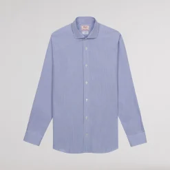 HAST Chemise premium cintrée en popeline double retors à rayures bleues et blanches><noscript><img width=