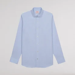 HAST Chemise premium cintrée en popeline double retors bleue à rayures blanches><noscript><img width=