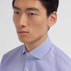 HAST Chemise premium en fil à fil double retors bleue> Classique | Chemises Formelles
