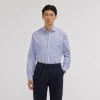 HAST Chemise premium en popeline double retors à rayures bleues et blanches> Chemises Bleues | Chemises Premium