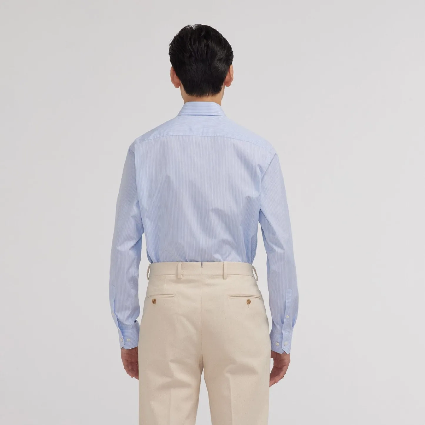 HAST Chemise premium en popeline double retors bleue à rayures blanches> Classique | Chemises Bleues