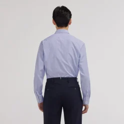 HAST Chemise premium en popeline double retors à rayures bleues et blanches><noscript><img width=