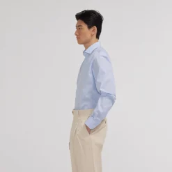 HAST Chemise premium en popeline double retors bleue à rayures blanches><noscript><img width=
