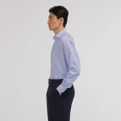HAST Chemise premium en popeline double retors à rayures bleues et blanches><noscript><img width=