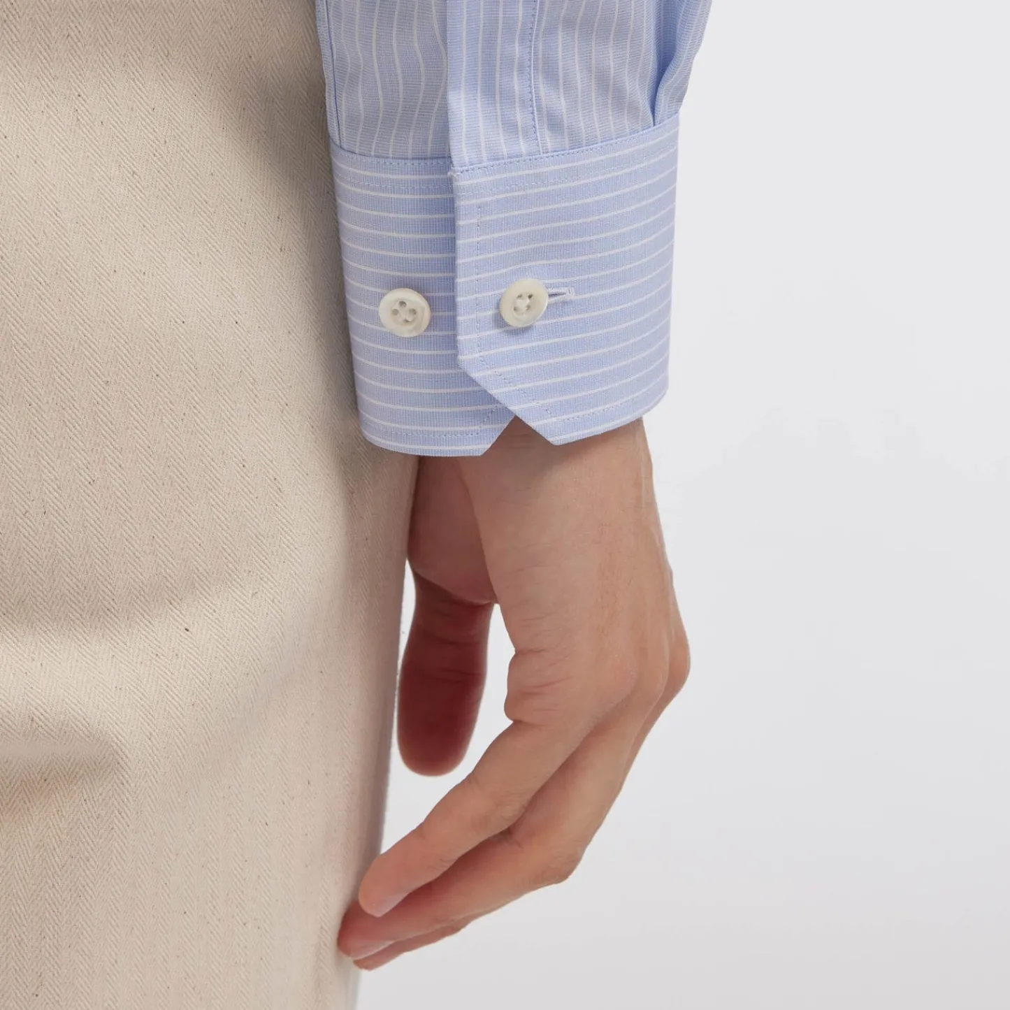 HAST Chemise premium en popeline double retors bleue à rayures blanches> Classique | Chemises Bleues
