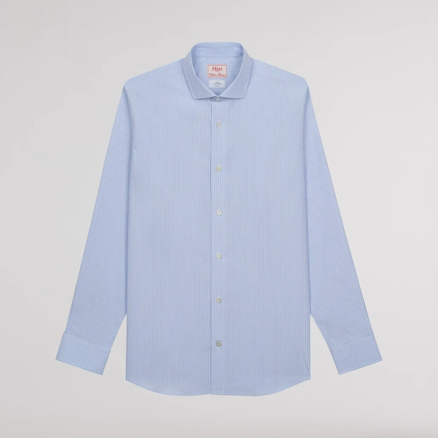 HAST Chemise premium en popeline double retors bleue à rayures blanches> Classique | Chemises Bleues