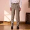 HAST Pantalon à double plis en laine froide gris à rayures> Pantalons