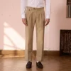 HAST Pantalon à double plis en coton et lin> Pantalons