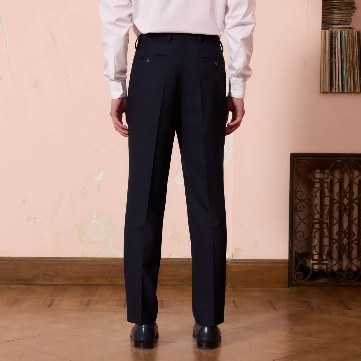 HAST Pantalon à double plis en laine Fresco marine> Costumes | Pantalons