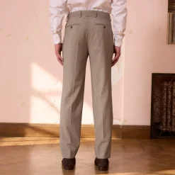 HAST Pantalon à double plis en laine froide gris à rayures><noscript><img width=