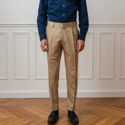 HAST Pantalon à pince en coton beige> Pantalons