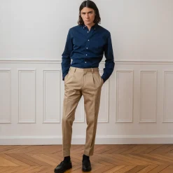 HAST Pantalon à pince en coton beige><noscript><img width=