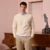 HAST Sweatshirt en coton biologique et lin écru chiné> Maille