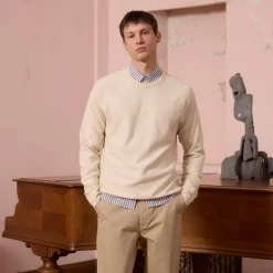 HAST Sweatshirt en coton biologique et lin écru chiné><noscript><img width=