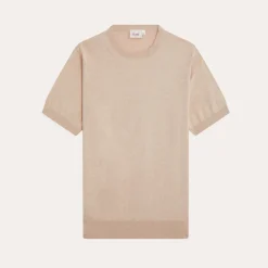 HAST T-shirt en maille de coton biologique beige chiné><noscript><img width=
