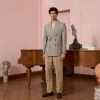 HAST Veste croisée en laine Prince de Galles grise> Costumes | Vestes