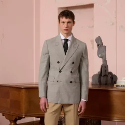 HAST Veste croisée en laine Prince de Galles grise><noscript><img width=