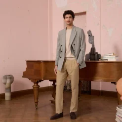 HAST Veste croisée en laine Prince de Galles grise><noscript><img width=