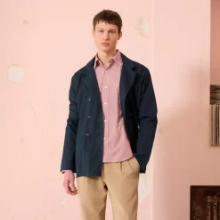 HAST Veste de travail croisée en coton marine><noscript><img width=