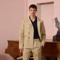 HAST Veste de travail croisée en coton et lin><noscript><img width=
