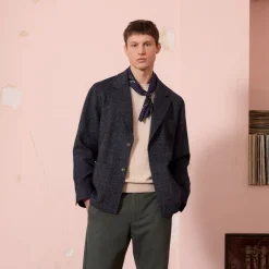 HAST Veste tailleur déstructurée en laine marine chiné> Vestes