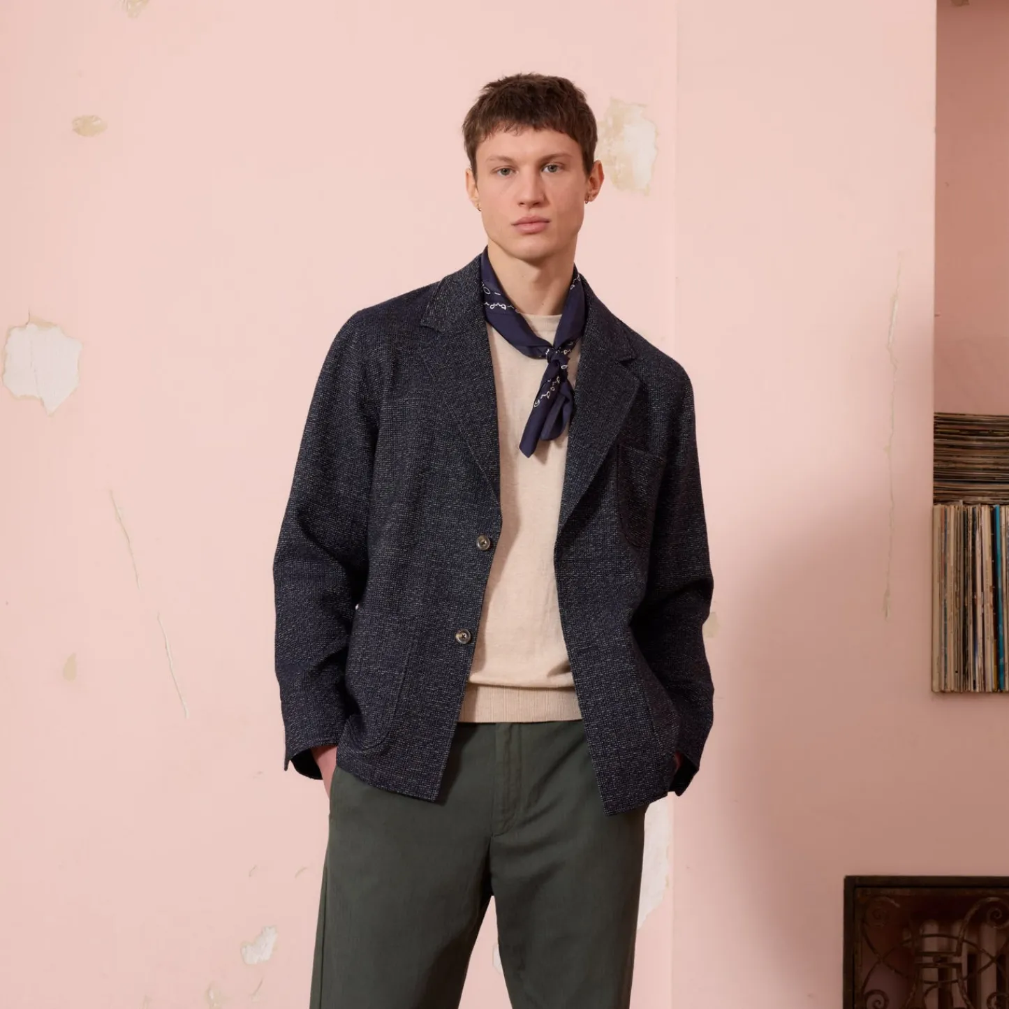 HAST Veste tailleur déstructurée en laine marine chiné> Vestes