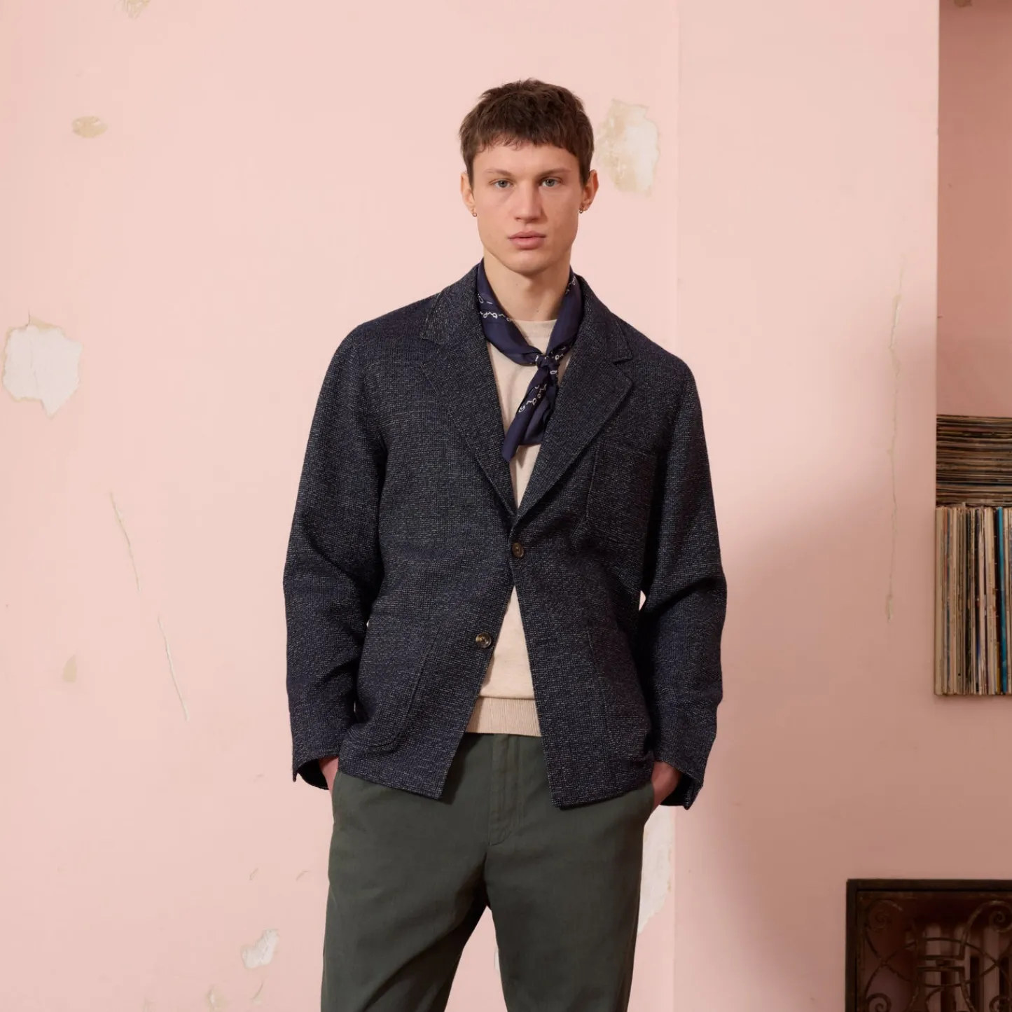 HAST Veste tailleur déstructurée en laine marine chiné> Vestes