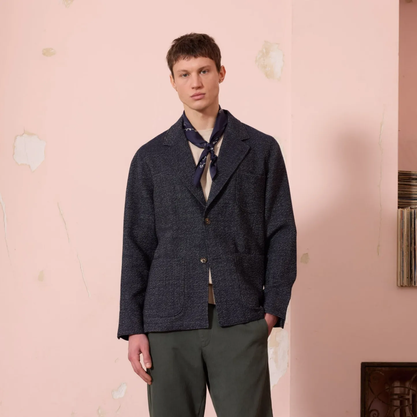 HAST Veste tailleur déstructurée en laine marine chiné> Vestes