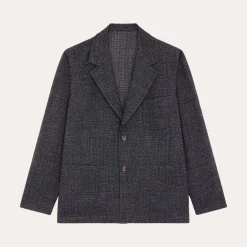 HAST Veste tailleur déstructurée en laine marine chiné><noscript><img width=